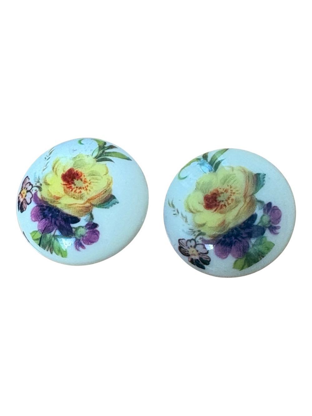 Vintage Floral Clip On Earrings, West Germany